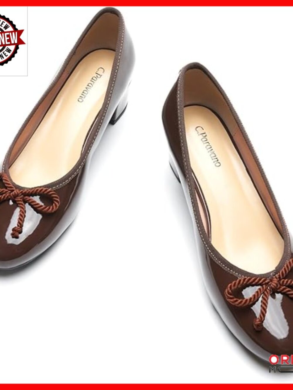 Chunky Heel Bow Pumps with Memory Foam Cushioning, Patent Leather